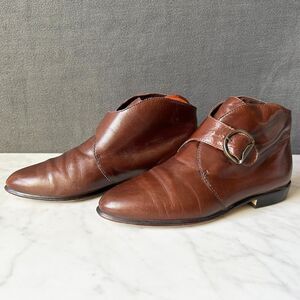 Vintage 80s Nine West Brown Leather Ankle Boot Side Buckle - Women's Size 5.5